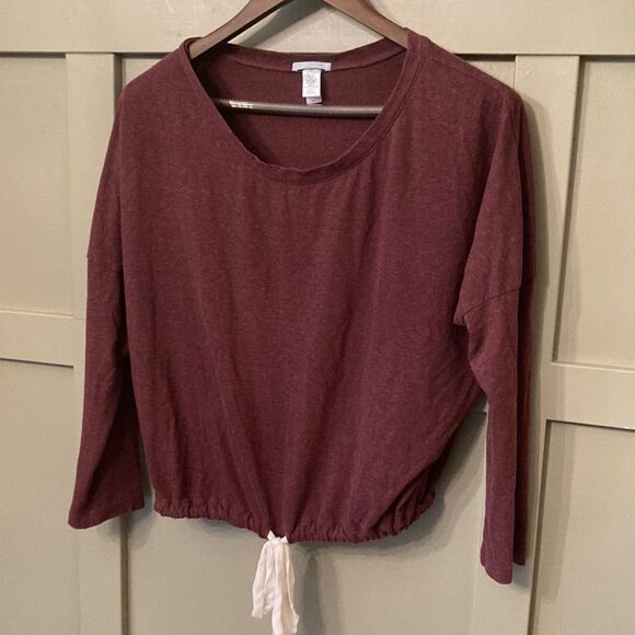 EBERJEY Heather Slouchy Lounge Tee Burgundy Size Small - Picture 7 of 8